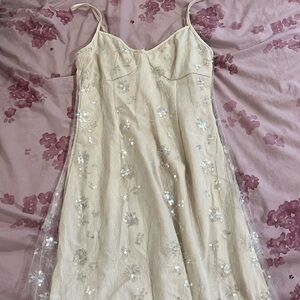 [shein] sparkly cream midi dress with sequins